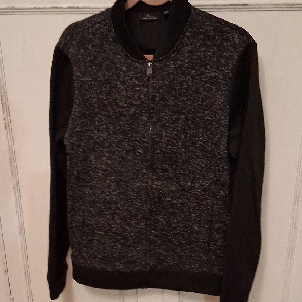 New Marc Anthony Charcoal and Black Zip-Up Jacket